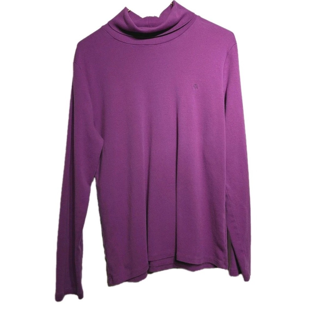 Lauren Ralph Lauren Shirt Womens XL Purple Cotton Turtleneck Long Sleeve Top